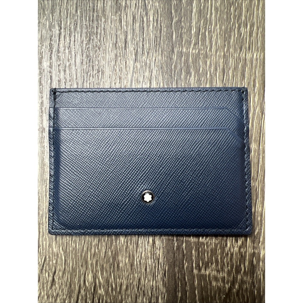 Mont Blanc Sartorial 5CC Leather Card Holder Montblanc Navy Blue NWOT New